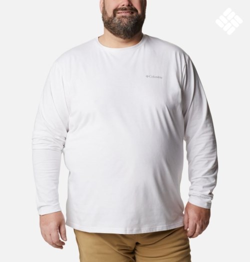 Men's Columbia Sun Trek Long Sleeve Sweatshirts White | Plus Size CA-K8A65